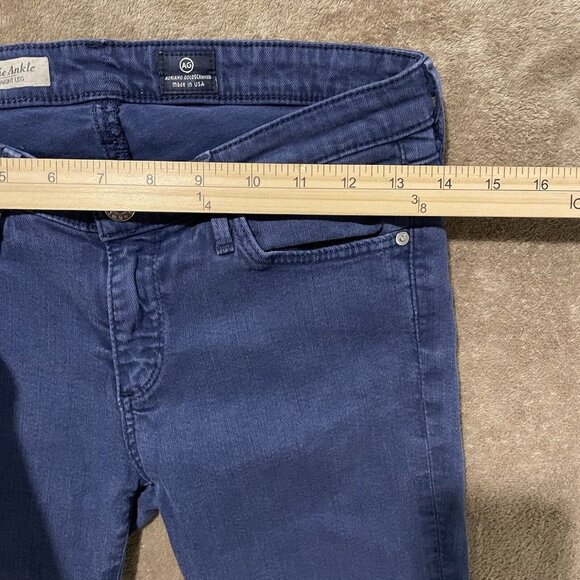 Ag Adriano Goldschmied 26R The Stevie Ankle Slim Straight Jeans Solid Navy Dark - Picture 9 of 9
